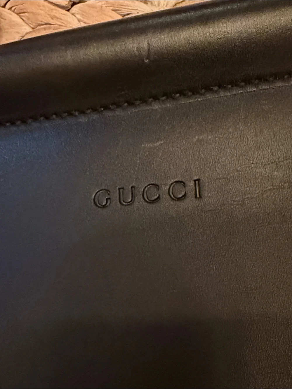 Gucci Black Leather Crossbody with Bamboo Top Handles